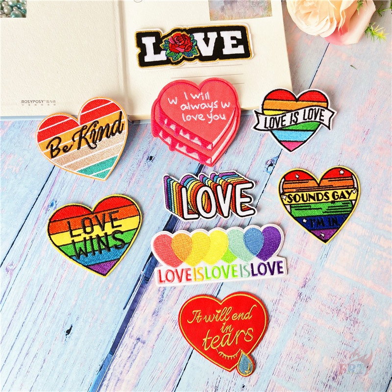 ☸ Tình Yêu Là Tình Yêu - Miếng Dán Vá Sắt ☸ 1 Miếng Dán Patch Ủi Hình Trái Tim Nhiều Màu Sắc