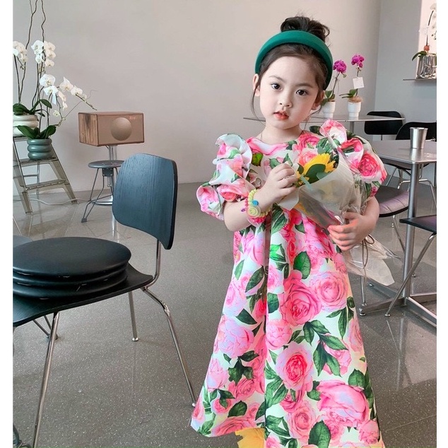 (8-33kg) Váy cho bé Đầm bé gái hoa hồng sang chảnh TB58 TN59