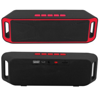 Loa kết nối không dây Bluetooth chất lượng giá rẻ SC 208 đen viền đỏ