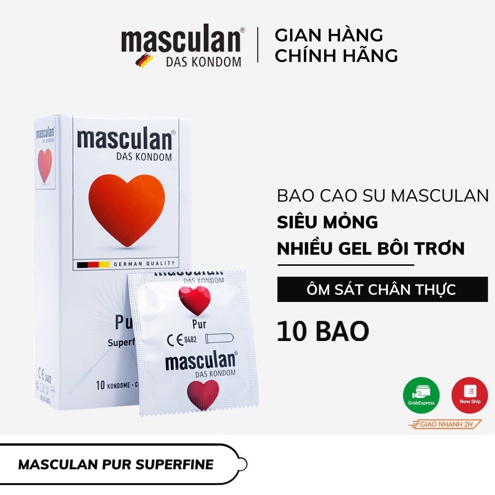 BAO CAO SU CAO CẤP BCS (CONDOM) MASCULAN PUR SIÊU MỎNG, HÀNG NHẬP KHẨU ĐỨC CHÍNH HÃNG (HỘP 10 CÁI)