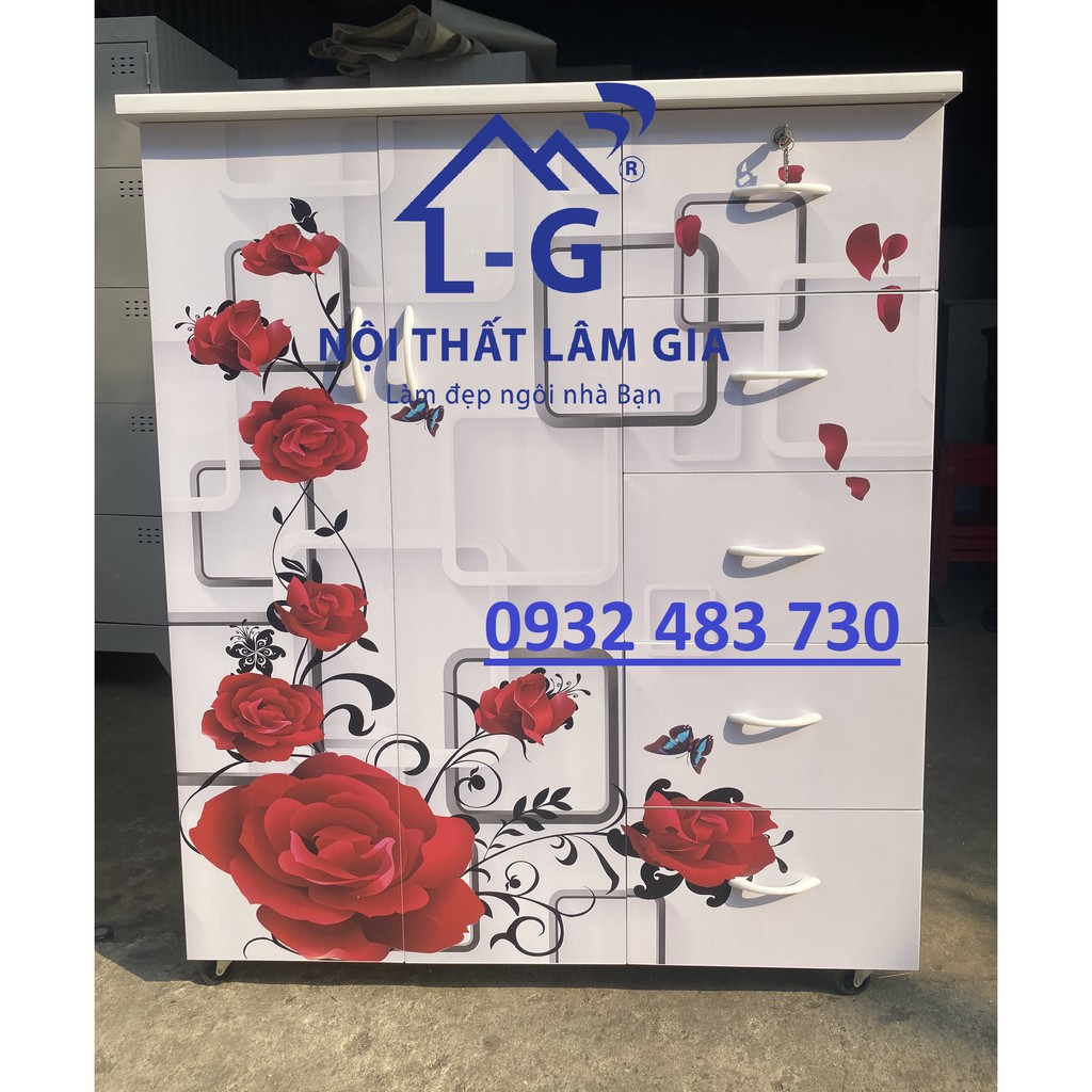 Tủ nhựa đài loan 2 cánh 5 ngăn in 3d bồ công anh mẫu mới