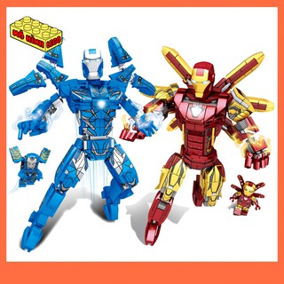 Đồ chơi xếp hình lego giá rẻ SY1483 mô hình siêu anh hùng Marval Người sắt Iron man và Rescue bộ giáp MK85 380+ chi tiết