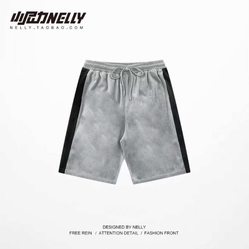 Quần đùi nelly sale (có sẵn) xám viền đen 2 bên