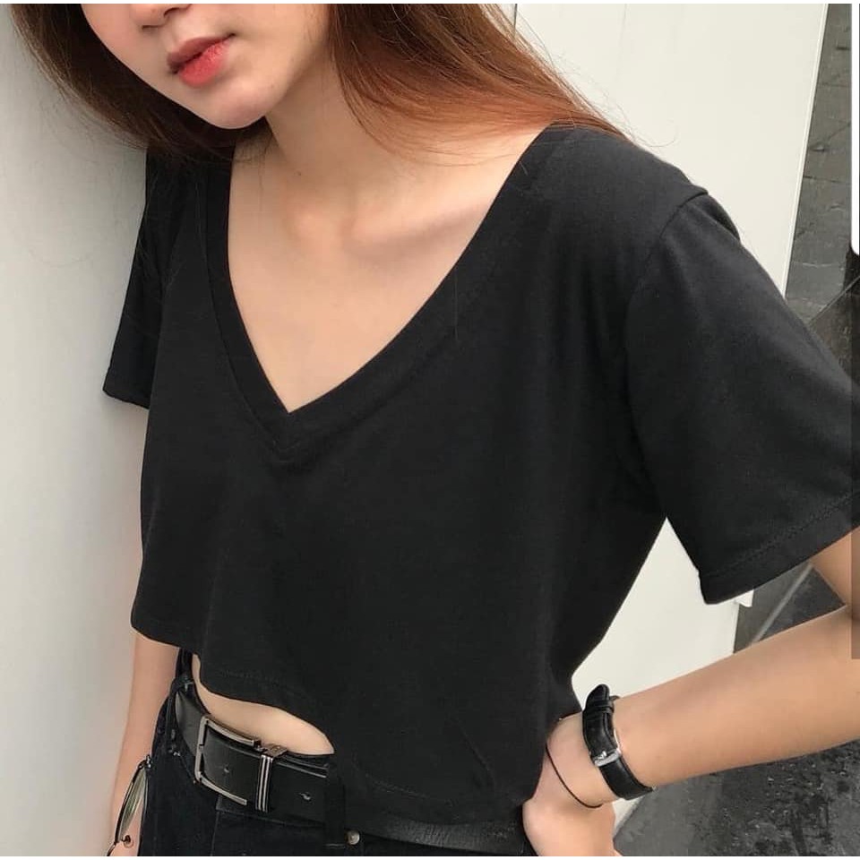 Áo croptop cổ tim