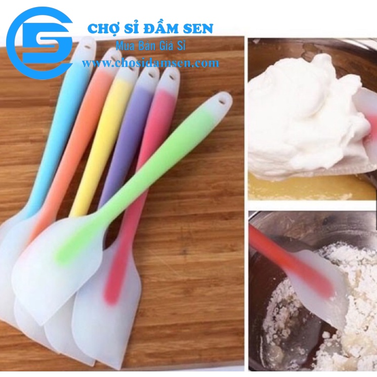 Cây quét kem nhiều màu G233-QuetKem-Mau, Phới dẹt trộn bột silicone đúc liền lõi màu, Spatula- cây trộn bột, cây vét thự