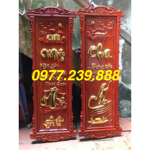 câu đối cha mẹ gỗ hương