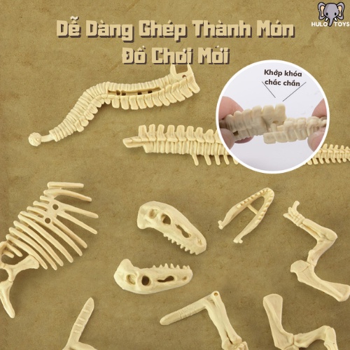 Đồ Chơi Đào Hoá Thạch Khủng Long Hulo Toys, Bộ Khảo Cổ Đào Xương Khủng Long, Đồ Chơi Cho Bé Rèn Luyện Kiên Nh