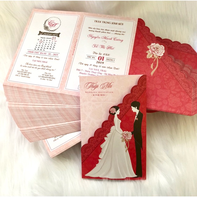 THIỆP CƯỚI GẬP 3 FROM CD CR(đã bao gồm công in nội dung hoàn chỉnh)