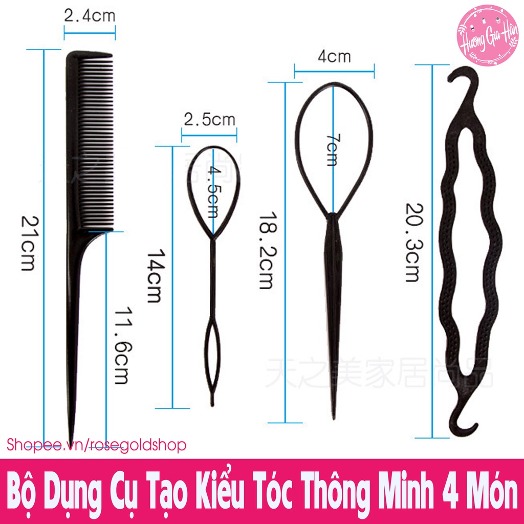 Bộ Dụng Cụ Tạo Kiểu Tóc Thông Minh 4 Món – Đồ Nhỏ Mà Có Võ Lắm Nè