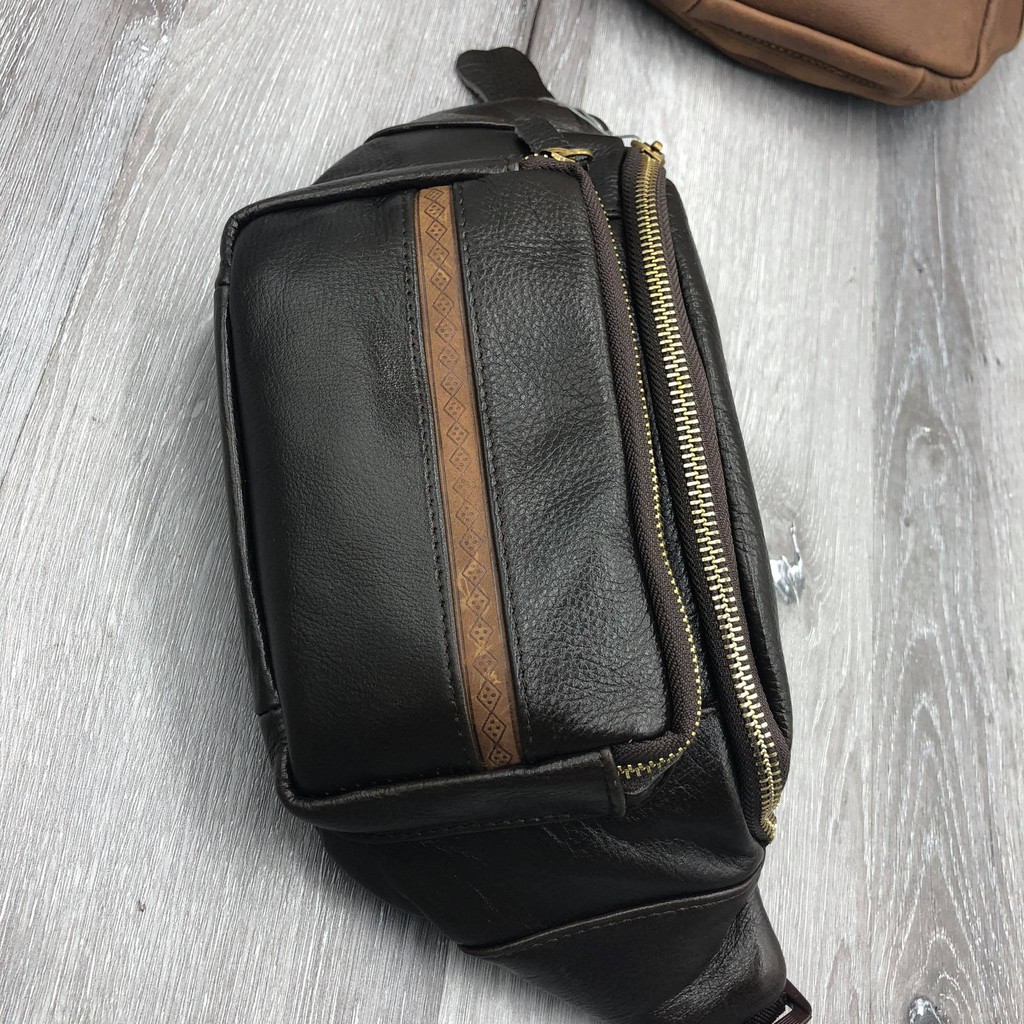 Túi bao tử, túi đeo chéo thời trang da bò thật 6 màu sắc 2020