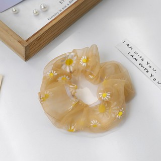 Dây cột tóc vải hoa cúc, nhiều màu.