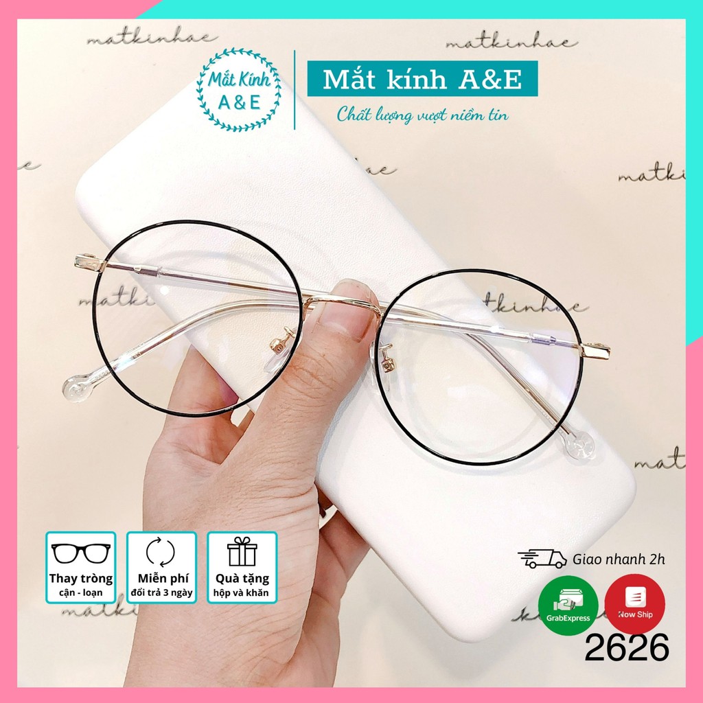 Kính mắt tròn nữ AMIE Eyewear gọng kính cận kim loại thiết kế thời trang thanh mảnh nhẹ nhàng 2626