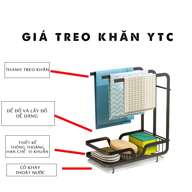 Giá Treo Khăn Lau Bếp, Miếng Để Lau Bát Có Khay Đựng Nước( PBGTK1)