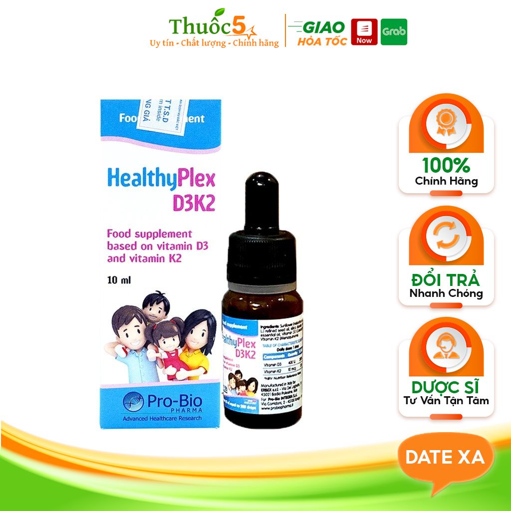 HealthyPlex D3K2 vitamin d3k2 bổ sung vitamin cho bé lọ 10ml
