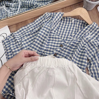🌼 Set áo bbd cổ V caro kèm short 🌼