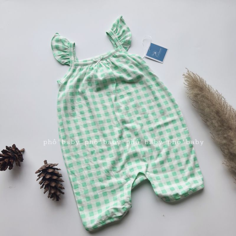 body cánh tiên caro xanh vải cotton giấy dễ thương cho bé gái