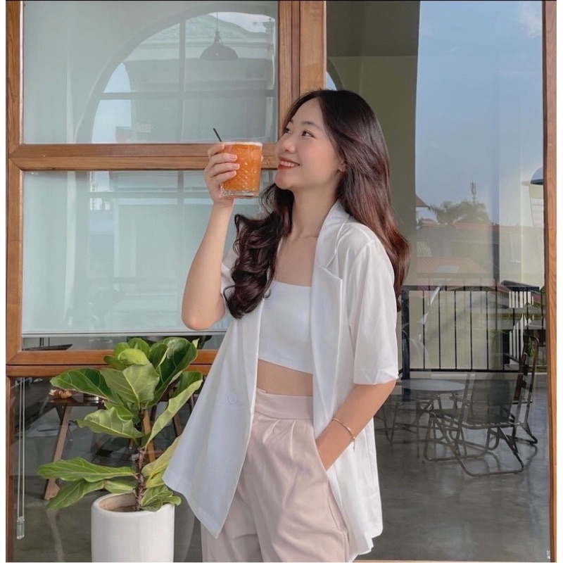 Áo 2 dây croptop bản to có mút ngực - Lumii