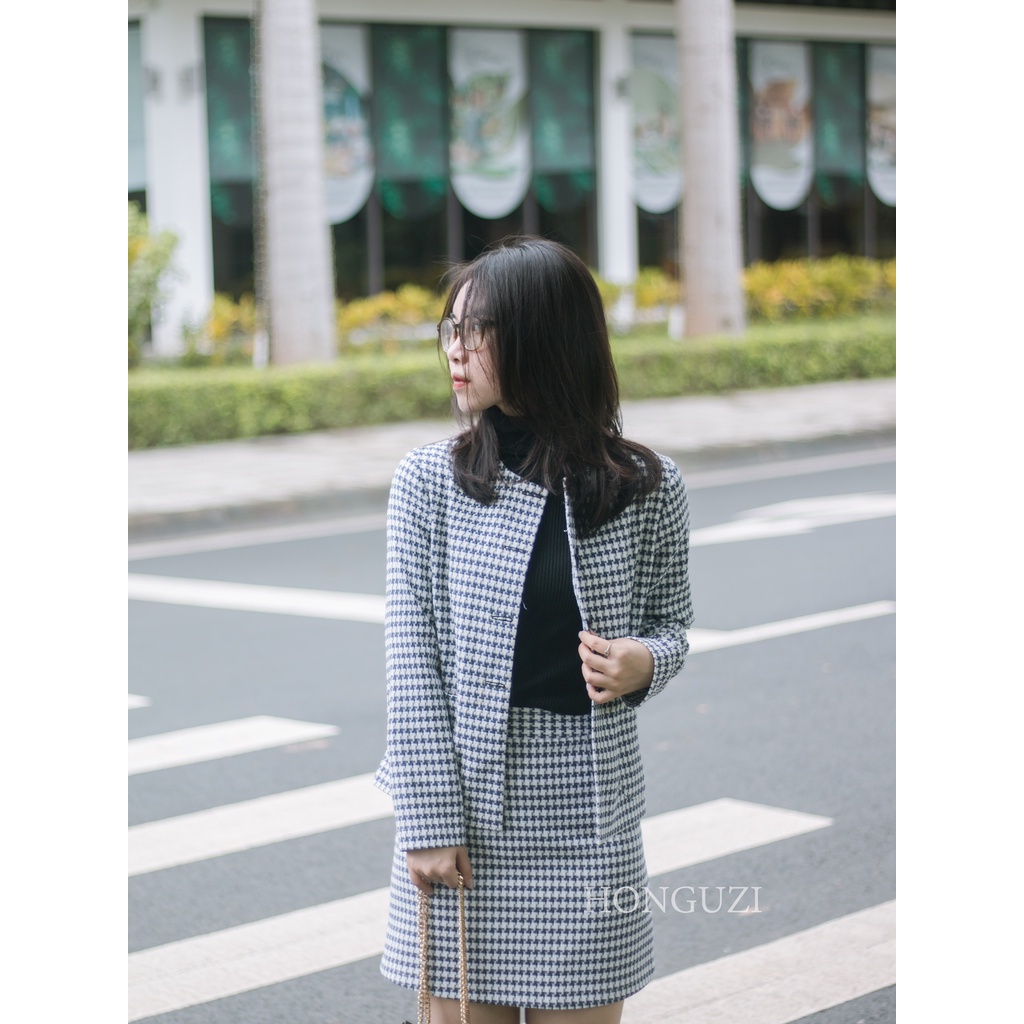 Set áo khoác  kẻ xanh 2 lớp - Cinderella Set