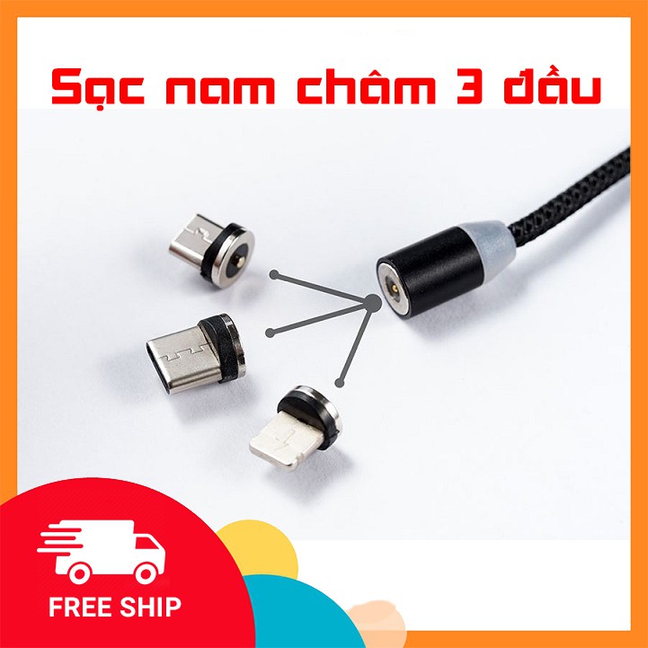 FreeShip | BỘ CÁP SẠC NAM CHÂM 3 ĐẦU