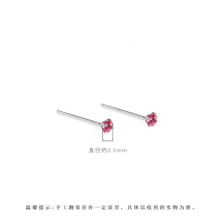 Bông Tai Mạ Bạc 925 Đính Đá zircon 2.5mm Nhiều Màu Sắc Thời Trang Cho Nam Và Nữ