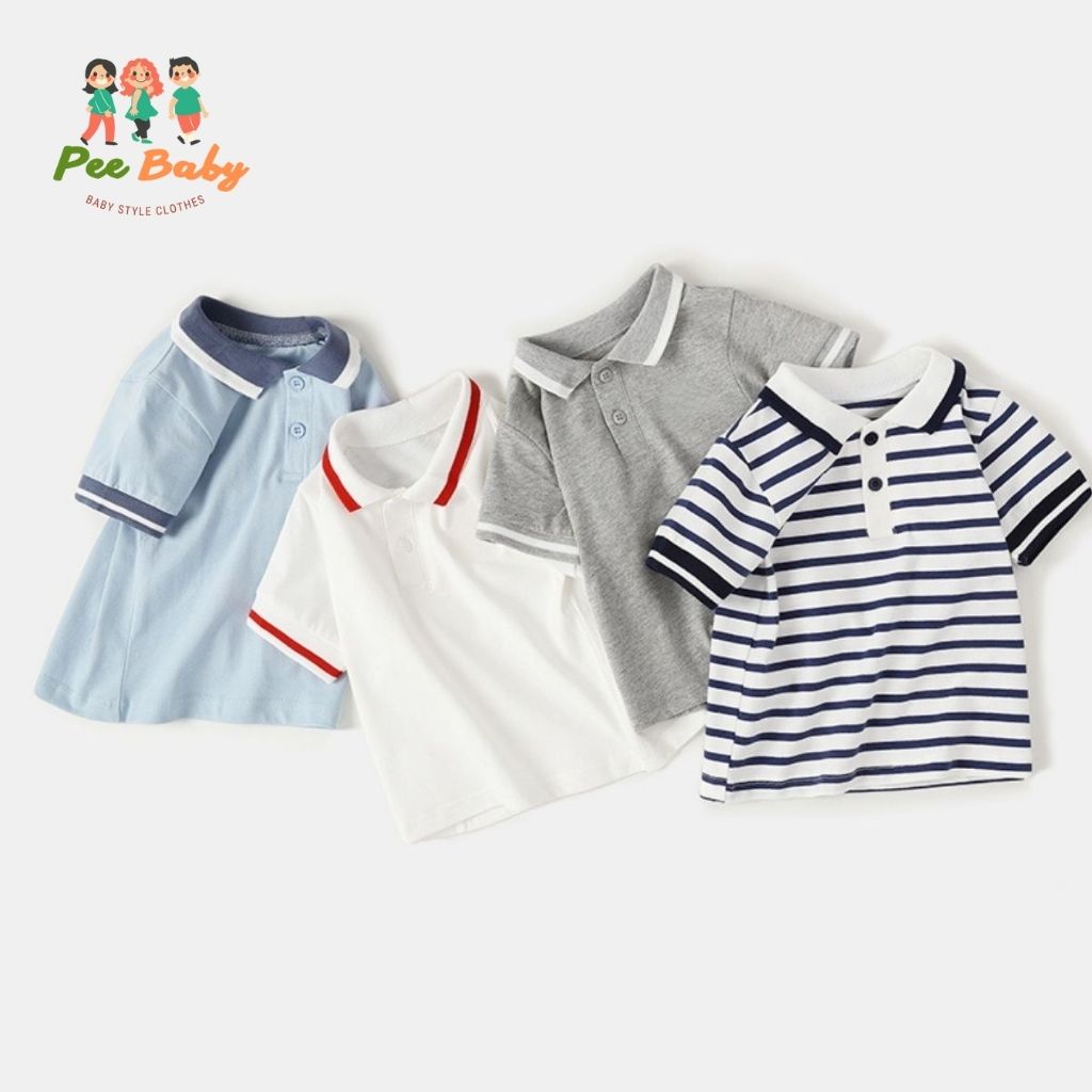 Áo Polo trơn cho bé trai, áo thun mùa hè cho bé 0-5 tuổi thoáng mát HHD04 - Pee Baby
