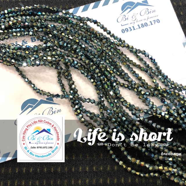 Chục 10 Dây Pha Lê Nón 4mm Màu Xi Mạ Đính Kết Trang Phục, Làm Trang Sức Handmade