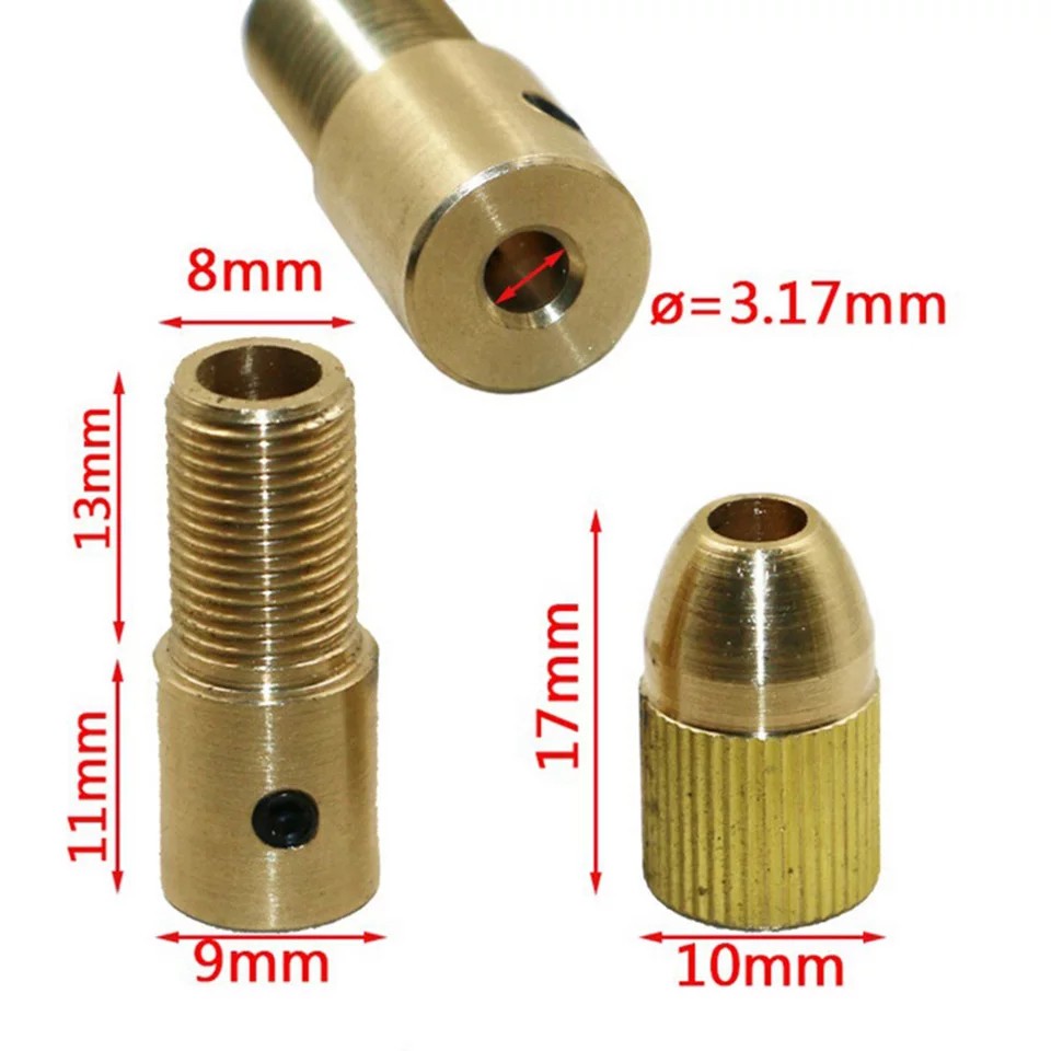 Đầu kẹp mũi khoan mini 7 món dùng cho motor 775 trục 5mm 3.17mm 2.35mm