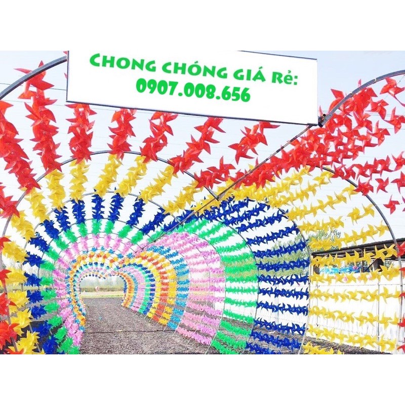 Combo 600 chong chóng 25cm đủ màu treo trang trí