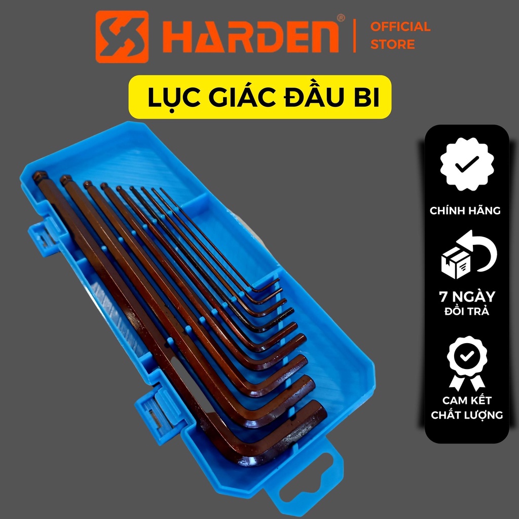 Bộ Lục Giác Thép Nâu Đầu Bi 9 Cây Chữ L 1.5-10mm , Chất liệu thép CR-V6150