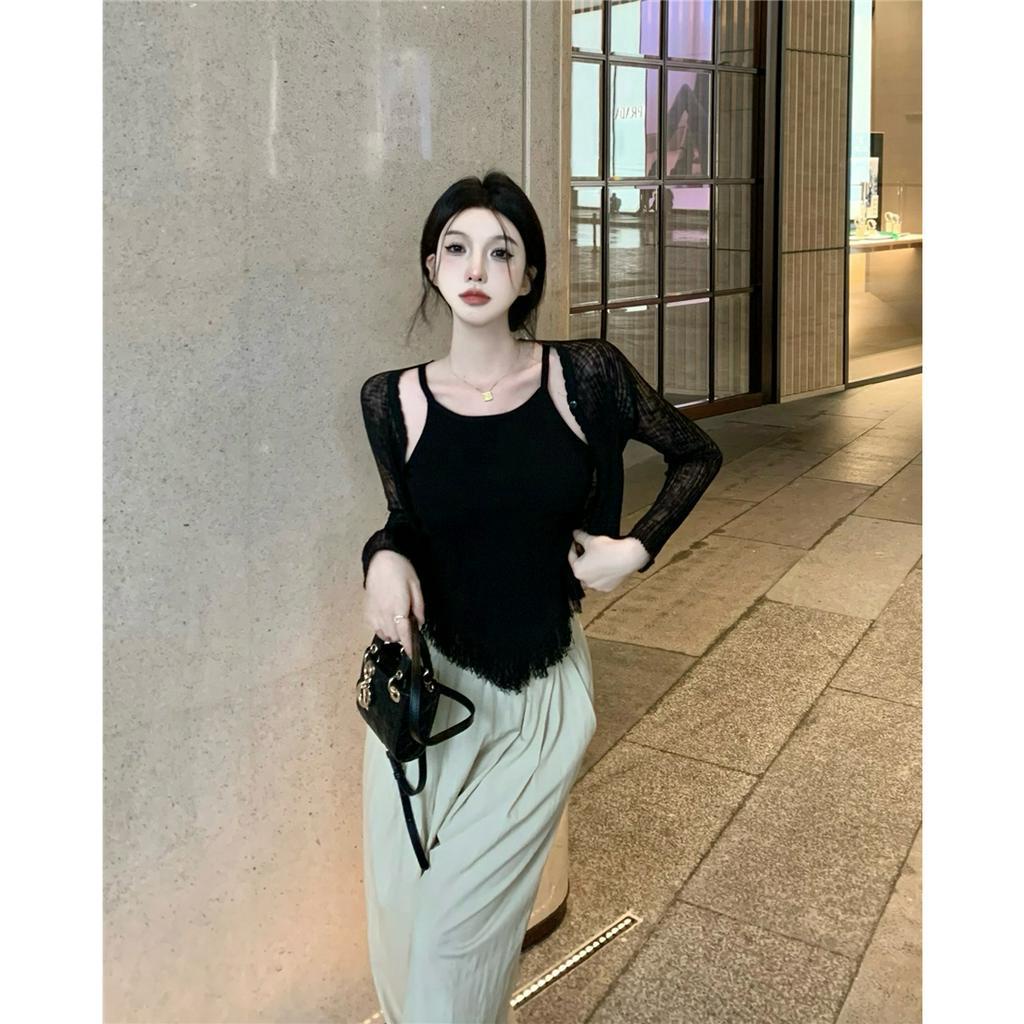 Set Áo Tank Top Hai Dây Hở Lưng + Quần Lót Quyến Rũ Cho Nữ