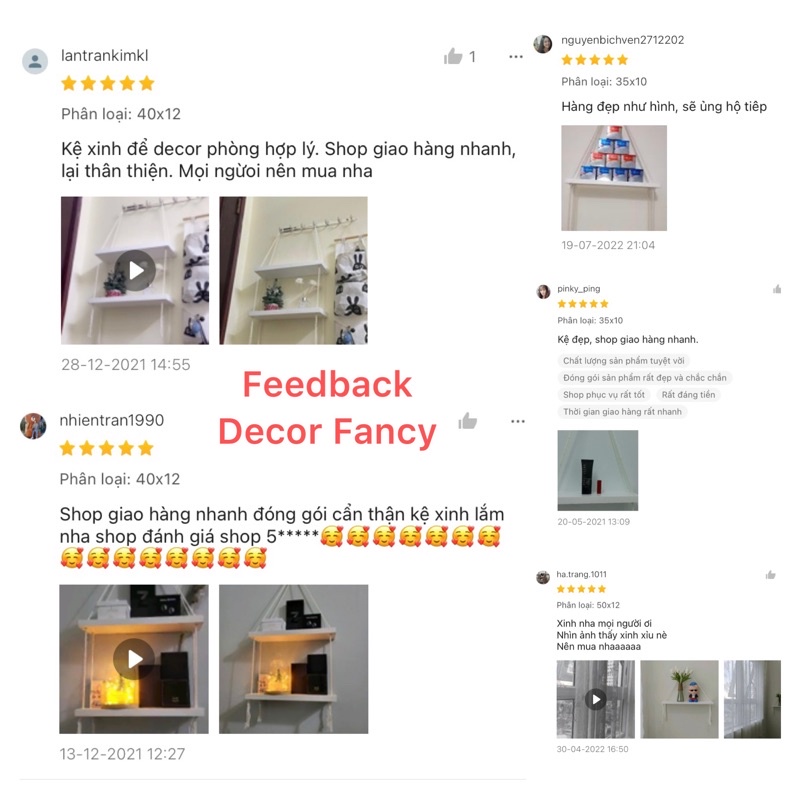 Kệ gỗ treo tường màu trắng, Kệ trang trí đa năng  - Decor Fancy