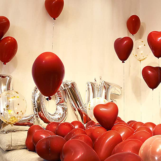 10Pcs Thickened Double Layer Red Heart Balloons Wedding Party Decoration