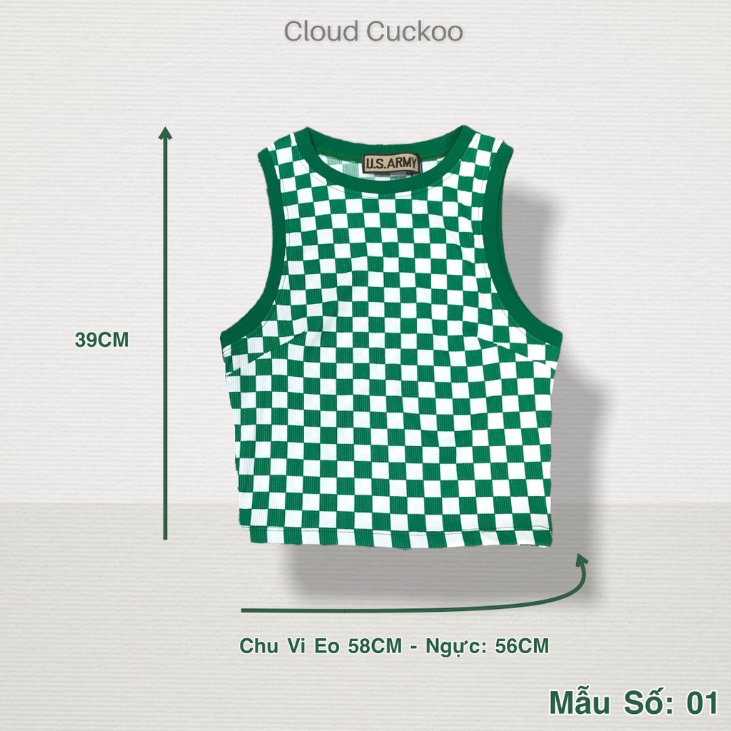 Áo Thun Crop Top Sát Nách Phong Cách Ô Vuông Kẻ Caro - Mã Số: SN03063.