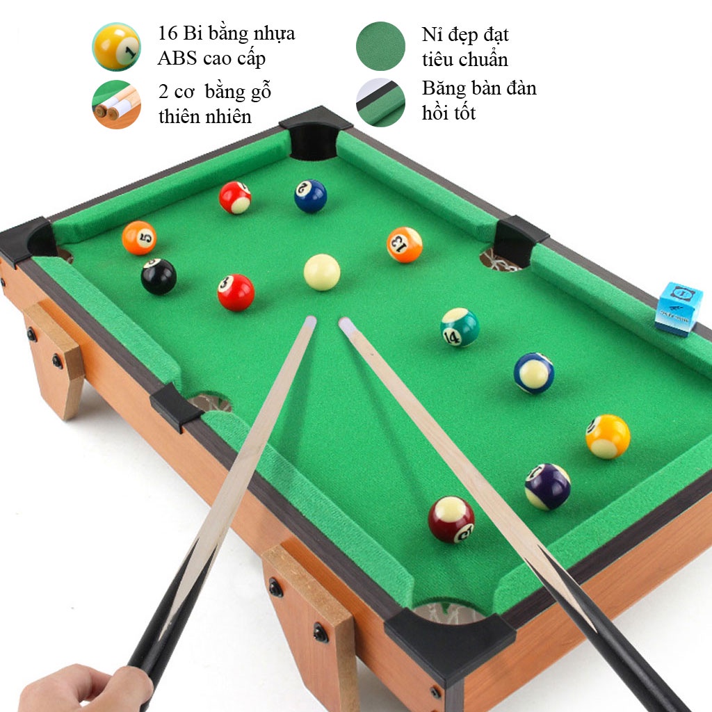 Bàn Bi a mini cỡ lớn cho cả gia đình Đồ chơi vận động nhập khẩu cao cấp bảo hành 6 tháng Size: 69x37x22 cm