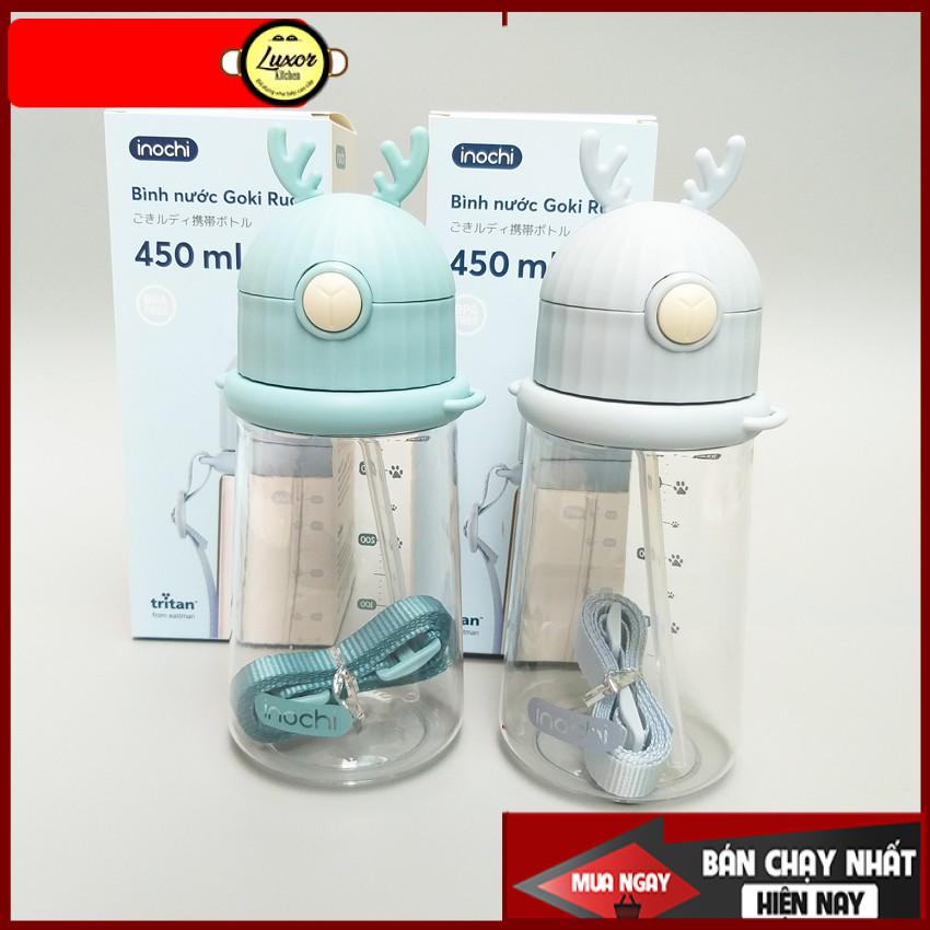 Bình nước INOCHI cho bé Goki Rudy - Inochi Việt Nam 450ml nhựa Tritan an toàn có dây đeo.