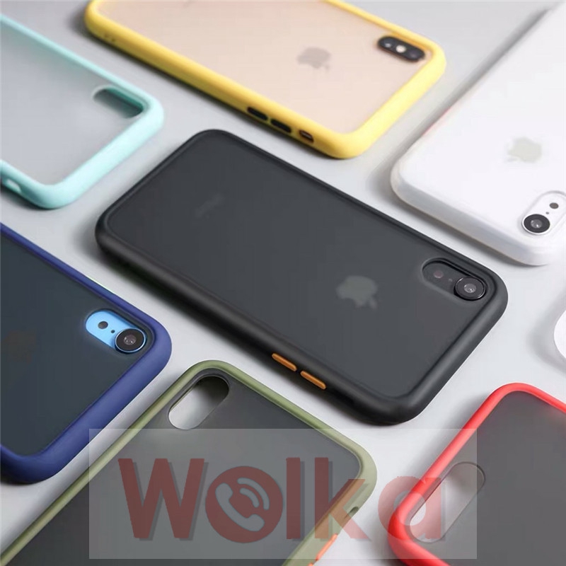 Shockpoof Silicon Frame Case for iPhone 6s 6 7 8 Plus X XR XS MAX Candy Color Hard A