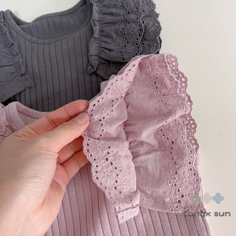 [Babycat] Hàng Có Sẵn Áo Thun Cotton Không Tay Phối Ren Phong Cách Nhật Bản Hàn Quốc Thời Trang Mùa Hè Nhỏ Nhắn Dễ Phối Đồ Dành Cho Bé Gái