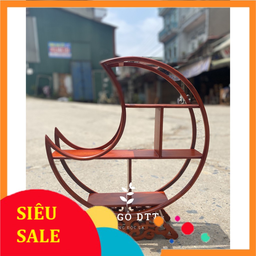 Kệ để đồ đa năng, kệ để đồ trang điểm cực đẹp kệ mini hình vầng trăng gỗ hương