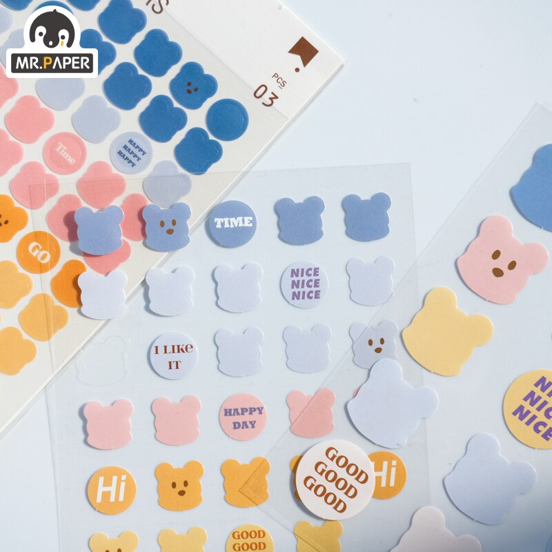 Set 3 Tấm Hình Dán Với 6 Kiểu Dáng Tùy Chọn Xinh Xắn Dễ Thương