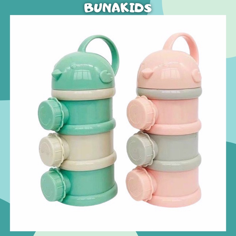 Hộp chia sữa bột Emma Hàn Quốc ba ngăn đựng đồ độc lập chia bữa cho bé ăn môi ngày Bunakids SN08