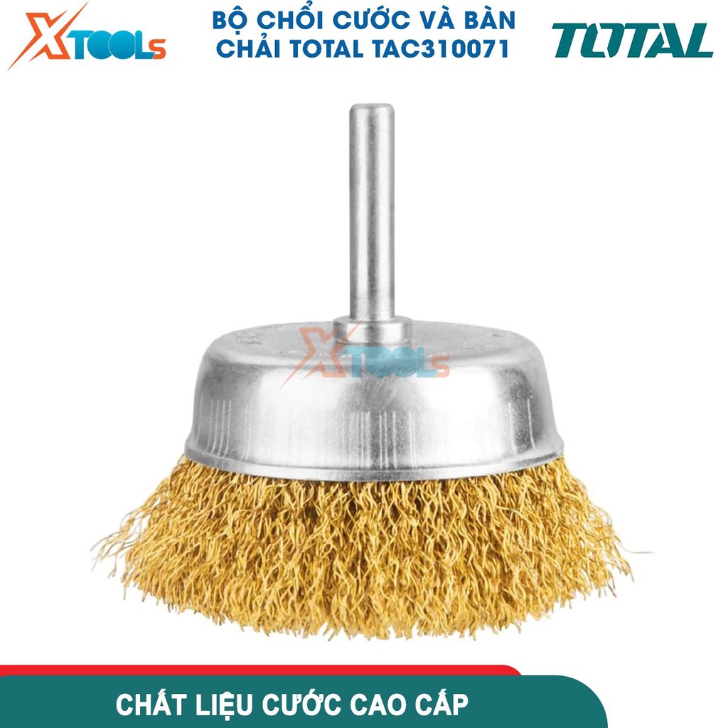 Bộ 7 bánh cước và chổi TAC310071 gồm chổi cước bàn chải thép, bánh cước nhiều kích thước dùng chà mài -CHÍNH HÃNG-XTOOLS