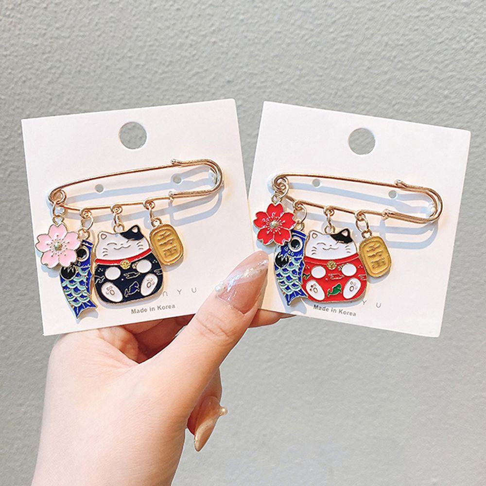 MXGOODS Trâm Cài Áo Hình Cô Gái Và Hoa / Mặt Trăng / Mèo / D