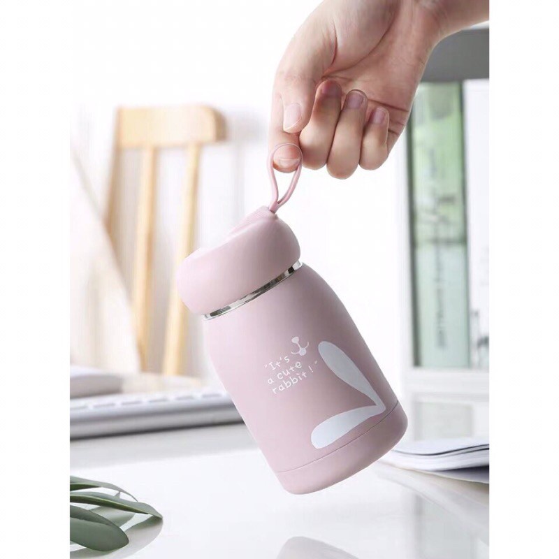 Bình Giữ Nhiệt Mini MIGNON 320ml, Lõi Thép S304 Không Gỉ, Hoa Văn Thỏ Xinh Đáng Yêu