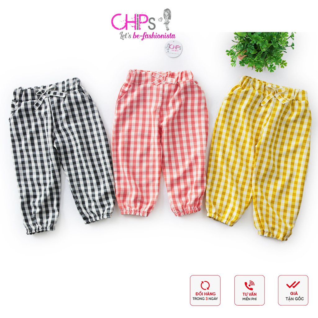 Quần Bom Lanh lụa Kẻ Caro Mềm Mát Mùa Hè Cho Bé Yêu