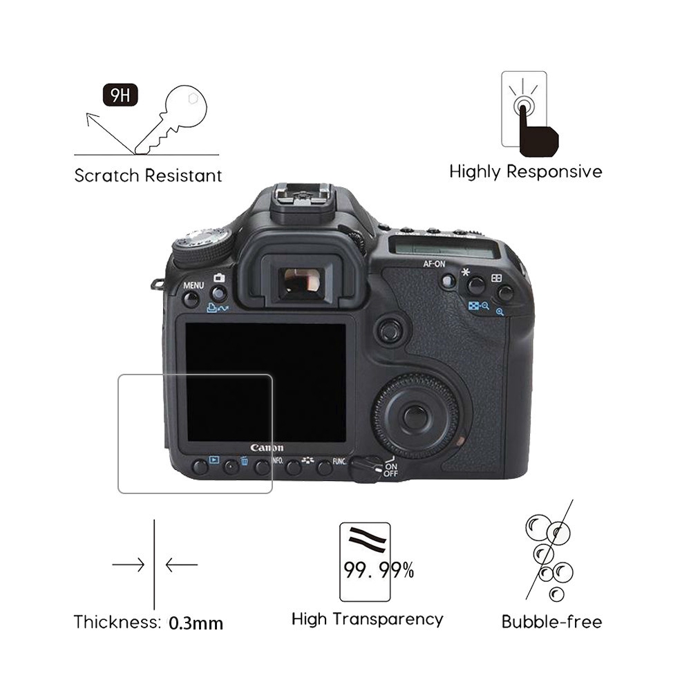 YIFILM Set 2 Kính Cường Lực 9H Cao Cấp Cho Máy Ảnh Canon 5D Mark 5D2 EOS 50D 40D 1DS Mark III