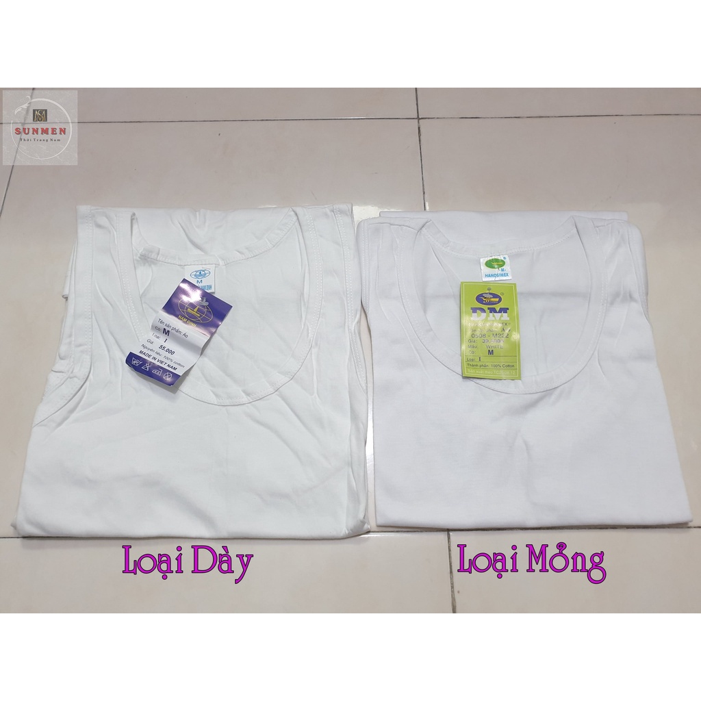 [HCM] Áo Lót Ba Lỗ Nam 100% Cotton Trắng Mềm Mịn Co Giãn 4 Chiều Thoáng Mát Size Từ 50 - 80kg (Loại Dày)