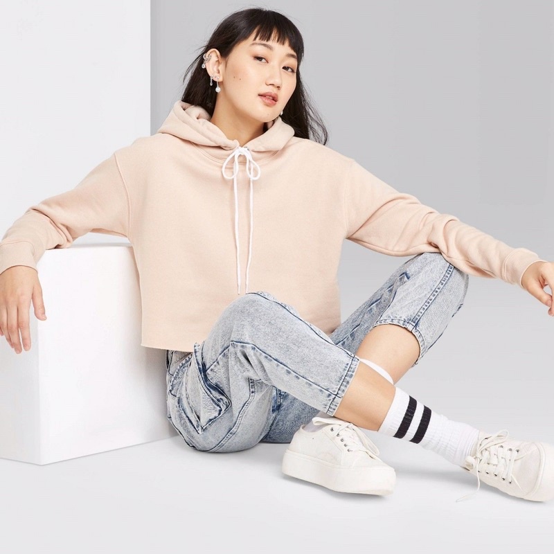 ( FEEESIZE) Áo Hoodie Nữ Dáng Croptop Wild Fable Xuất Xịn Chất Nỉ Bông Siêu Ấm