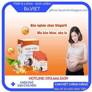 Miếng ngậm giảm ốm nghén Vinger-6 ODF hộp 5 miếng giảm ốm nghén, buồn nôn,ói cho bà bầu an toàn nhanh chóng 15s hiệu quả