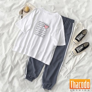 Set Đồ Thể Thao Áo Thun Quần Sọc Đẹp Chất Unisex Form Rộng - Hình ART S25
