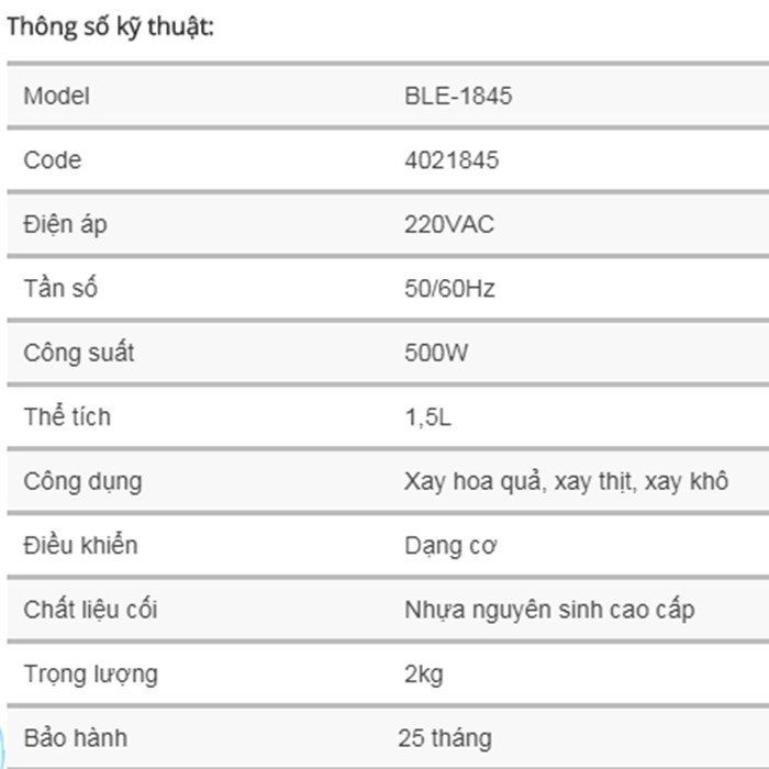 Máy xay sinh tố Elmich BLE-1845